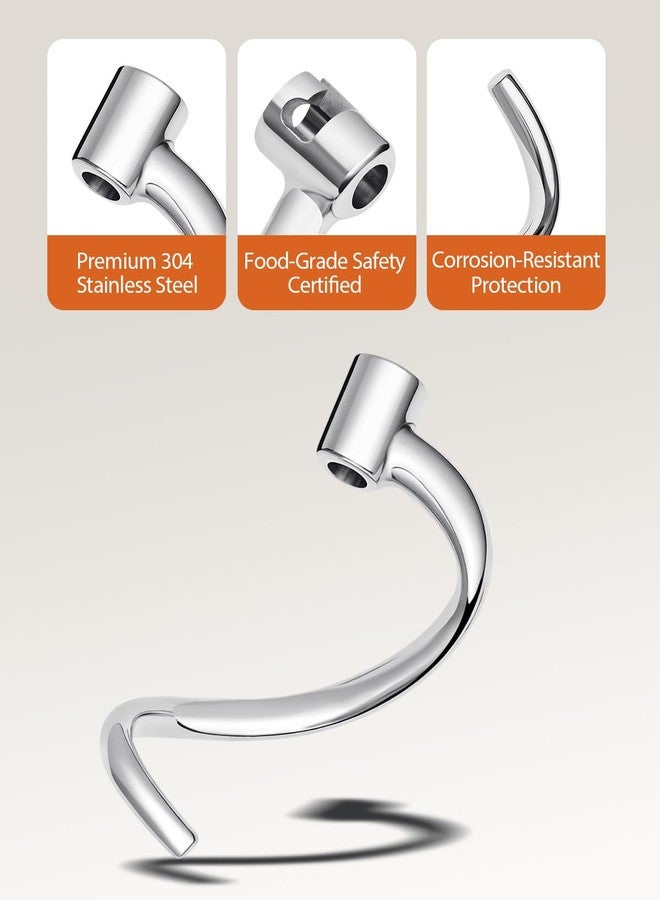 PHCOHIDO Stainless Steel Spiral Dough Hook Fit for 4.5-5QT Mixer,Bowl Lift Stand Mixer Accessory, Dough Hook for Kitchen Stand Mixer, Efficient Kneading for Bread, Pizza, Pasta, Cookies - Image 2